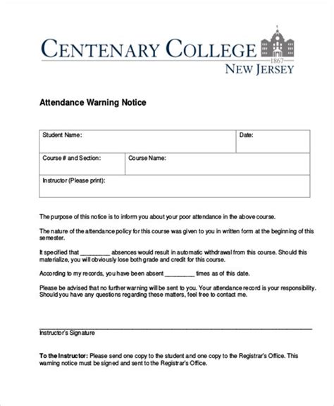 Attendance Warning Letter Template 11 Word Pdf Format Download