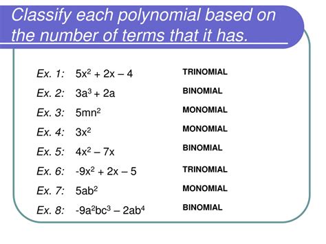 Ppt Classifying Polynomials Powerpoint Presentation Free Download Id 479837