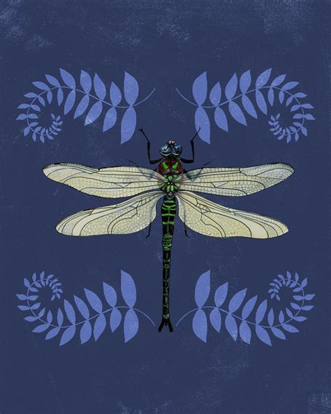 Blue Dragonfly Art Print 8x10