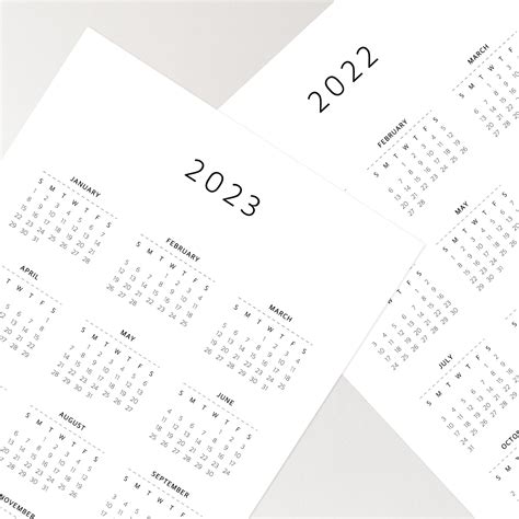 2022 23 Calendar Printable Yearly Calendar Modern Calendar Etsy Australia