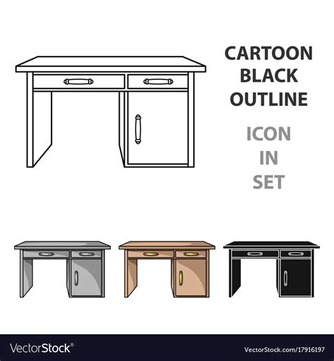 Office Desk Icon In Cartoon Style Isolated Vector Image