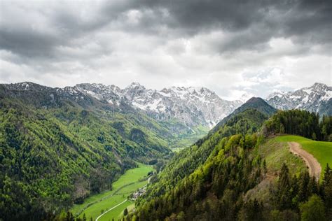Panorama View Into A Valley Of The Julian Alps Stock Photo Image Of