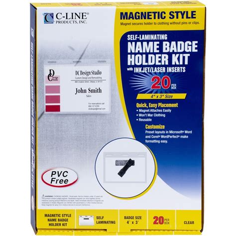 C Line Magnetic Style 4x3 Name Badge Holder Kit 20 Box