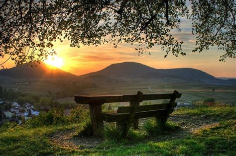 Sunset Beautiful Places Scenery Bench
