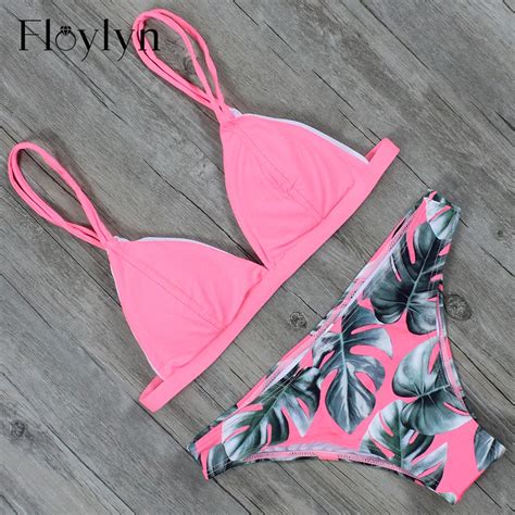 floylyn triangle women sexy swimsuit push up bikini swimwear set with pads in bikinis set from