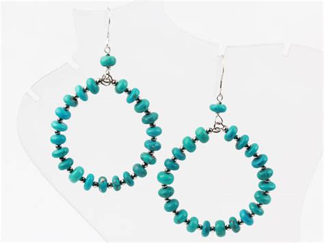 Turquoise And Silver Color Metal Beads Big Hoop Earrings Flickr