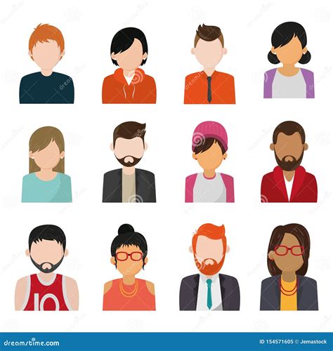 Set Of People Faceless Characters Icons Stock Vector Illustration Of