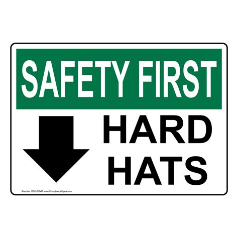 Osha Hard Hats With Down Arrow Sign With Symbol Ose 35940