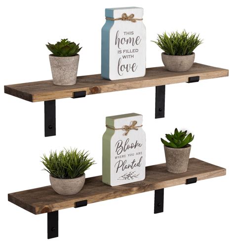 Imperative Décor Rustic Wood Floating Shelves Wall Mounted
