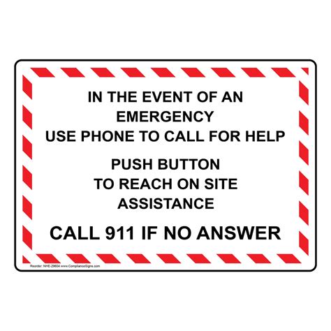 In The Event Of An Emergency Use Phone To Call Sign Nhe 29604