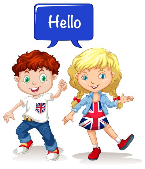 Chico Y Chica Británicos Saludando Hola En Ingles Muchachos