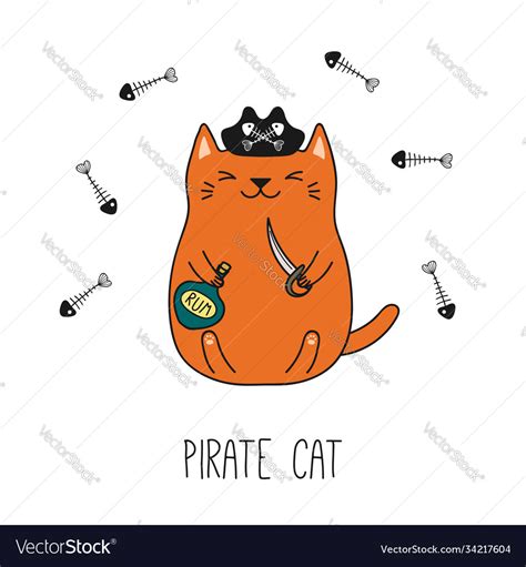 Cute Pirate Cat Royalty Free Vector Image Vectorstock