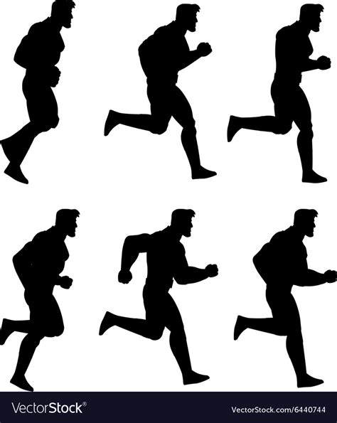 Man Run Cycle Animation Sequence Silhouette Vector Image
