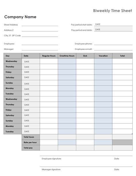 Bi Weekly Employee Schedule Template Doctemplates