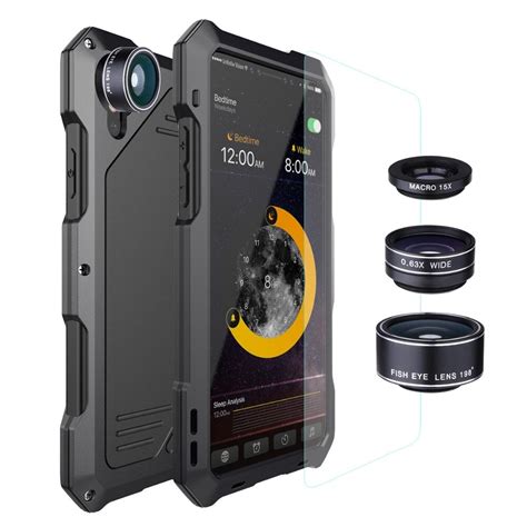 3 In 1 Fisheyes Macro Lens Phone Cases For Iphone X Cover Luxury Metal