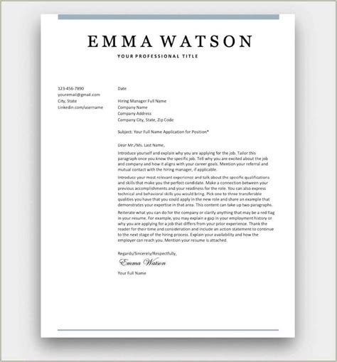 Microsoft Word Resume Cover Letter Template Resume Gallery