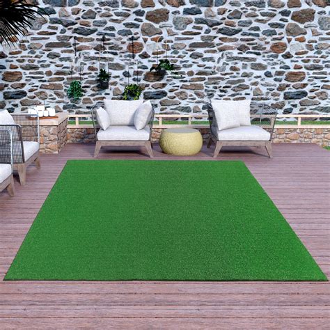 Ottomanson Easy Clean Waterproof 8x10 Indoor Outdoor Artificial Grass