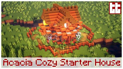 Minecraft Tutorial Build Acacia Cozy Starter House Easy Build