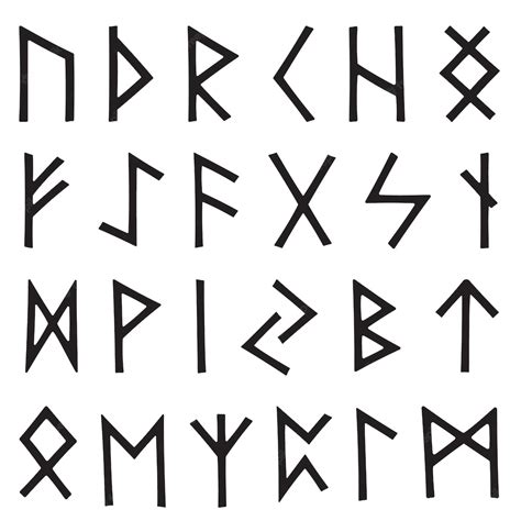 Ensemble De Runes Vikings Alphabet Runique Futhark Symboles