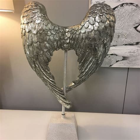 Antique Silver Distressed Angel Wings Sculpture Picture Perfect Home