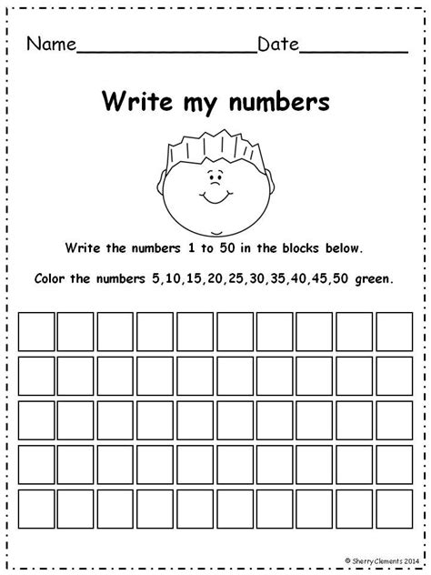 Writing Numbers To 50 Worksheets Writing Numbers Math Work