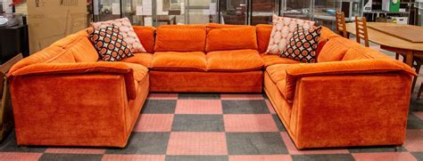 Burnt Orange Coloured U Shaped Sectional Sofa