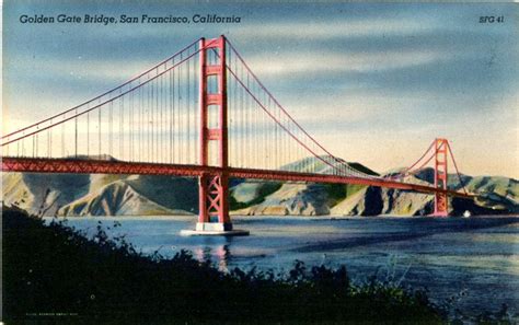 Golden Gate Bridge San Francisco California Vintage Postcard Etsy