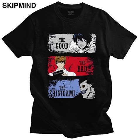 Cool The Good The Bad The Shinigami Light Yagami L T Shirt Men Short
