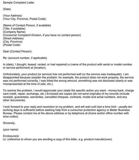 letter  complaint samples