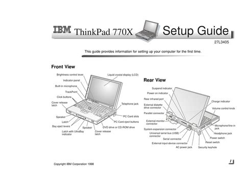 Ibm Thinkpad 27l3405 Setup Manual Pdf Download Manualslib