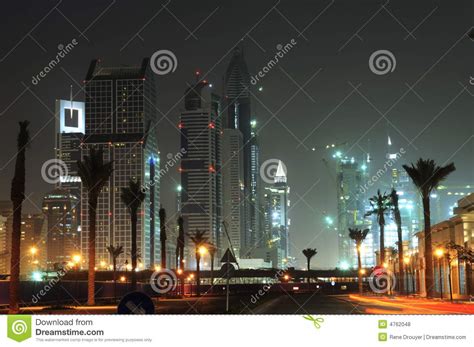 United Arab Emirates Dubai Skyline At Night Stock Photo Image Of