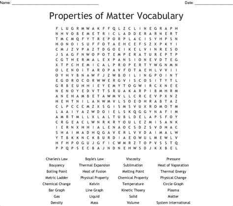 Breathtaking Properties Of Matter Word Search Printable — Db