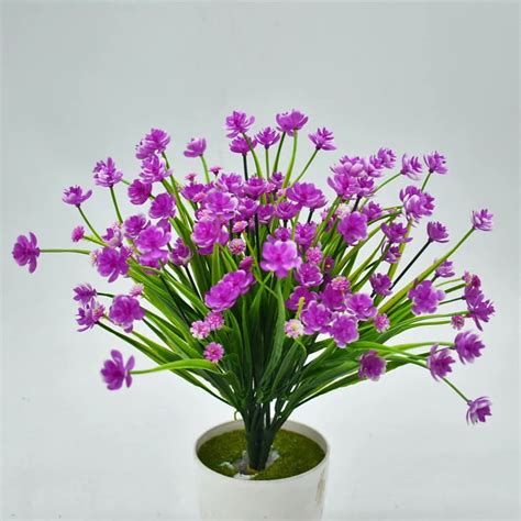1 Bunch Artificial Fake Flowers Plastic Daffodils Flower Leaves 7