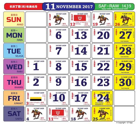 Untuk cuti bersama tahun 2017, berikut rinciannya: Pusat Sumber: Kalendar Bulan November 2017