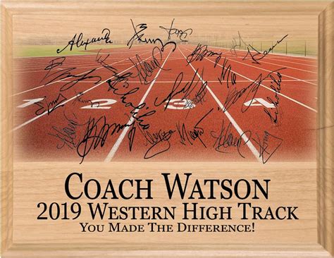 Signable Track Coach T Plaque Personalized Track And Field Team T