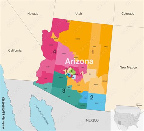 Arizonas Congressional Districts 2013 2023 Vector Map With
