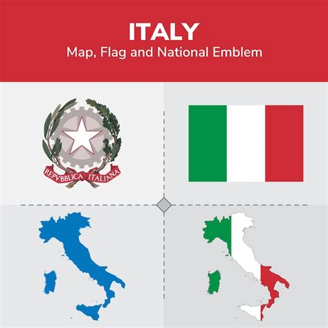 Mapa De Italia Bandera Y Emblema Nacional Vector Premium Hot Sex Picture