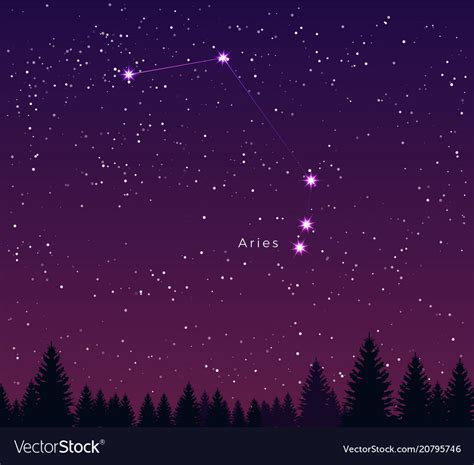 Night Sky With Aries Constellation Royalty Free Vector Image