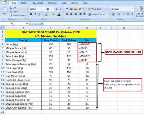 Tutorial Rumus Pengurangan Excel Lengkap Dengan Contohnya