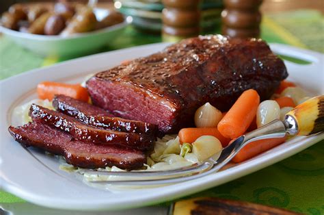 Add brisket to simmering water along with reserved ½ cup spice mixture and cook, covered, until corned beef is. Corned Beef Brisket with Bourbon & Molasses Glaze