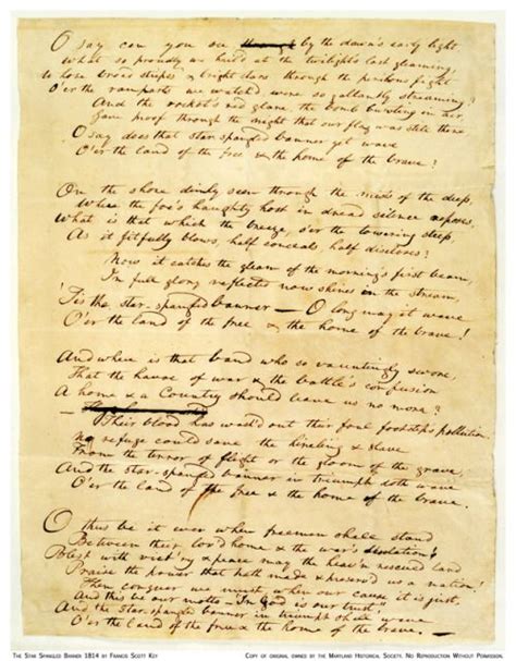 The Star Spangled Banner Keys Manuscriptthis Is The Earliest Known