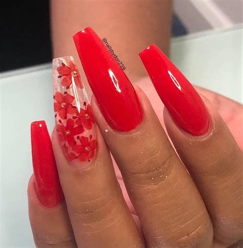 Coffin Red Ombre Acrylic Nails Tips Color Short Acrylic Nails