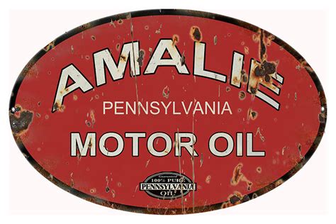 Reproduction Red Amalie Motor Oil Oval Sign 9x14 Reproduction Vintage