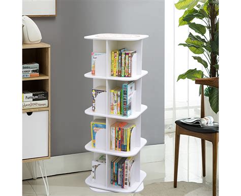 Versatile Square Wooden Rotating Swivel Bookshelf Bookcase Cabinet
