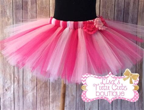Multi Pink And White Tutu With Flower Accents Dance Tutu Etsy
