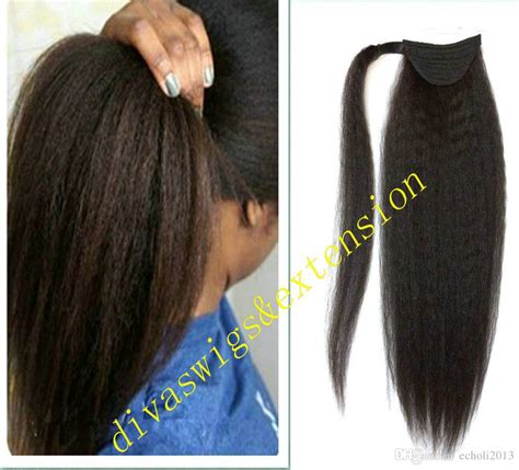 Kinky Straight Hair Ponytails Clip In Long Straight Hairpieces