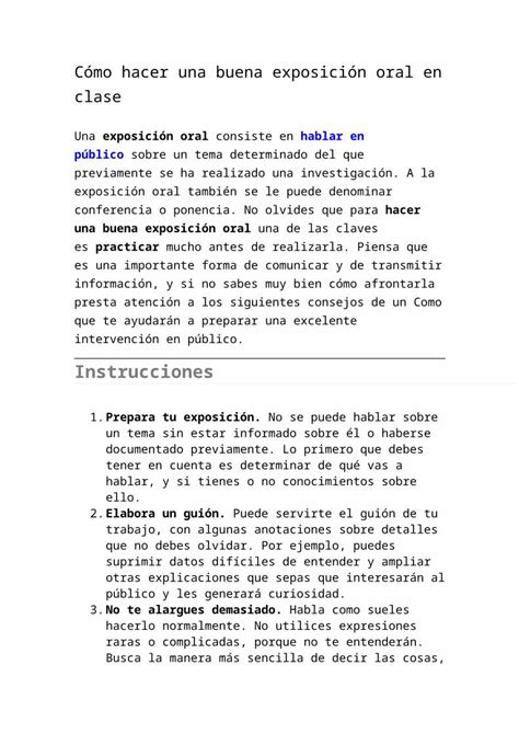 DOCX Cómo Hacer Una Buena Exposición Oral en Clase PDFSLIDE NET