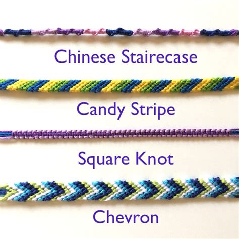 Four Different Types Of Bracelets With The Names Of Each Bead Stranded