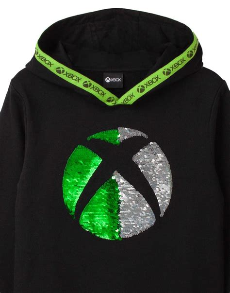 Xbox Logo Flip Sequin Boys Black Hoodie13 14 Years Game Sweater Xbox