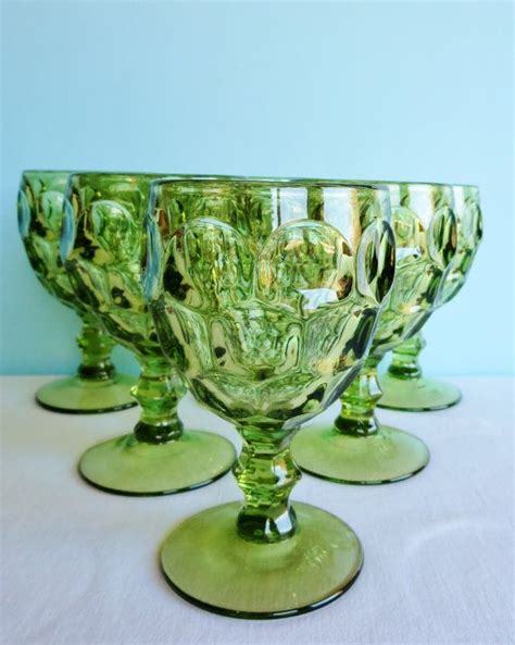 Vintage Imperial Glass Ohio Provincial Green Stems Avocado Etsy